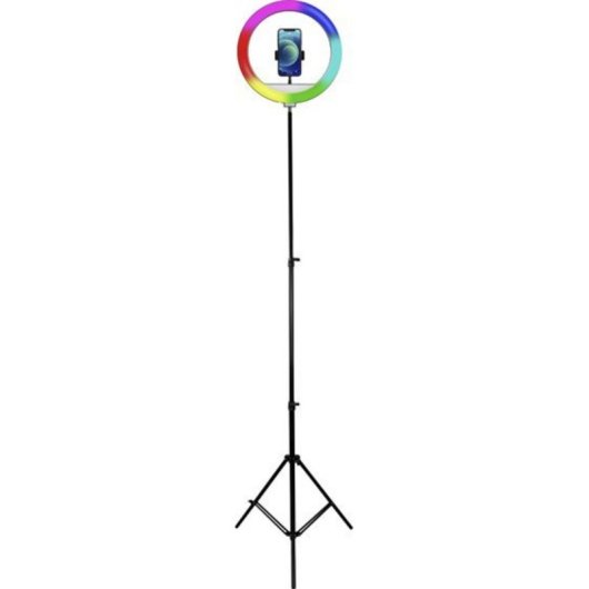 Luz de anillo Powerton WPRL2RGB 13" RGB LED con trípode y soporte para teléfono