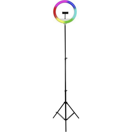 Luz de anillo Powerton WPRL2RGB 13" RGB LED con trípode y soporte para teléfono