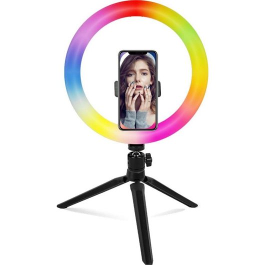 Ring Light LED RGB Mozos MLM-RING-RGB 26cm con Treppiede