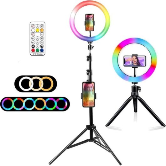 Ring Light LED RGB Mozos MLM-RING-RGB 26cm con Treppiede