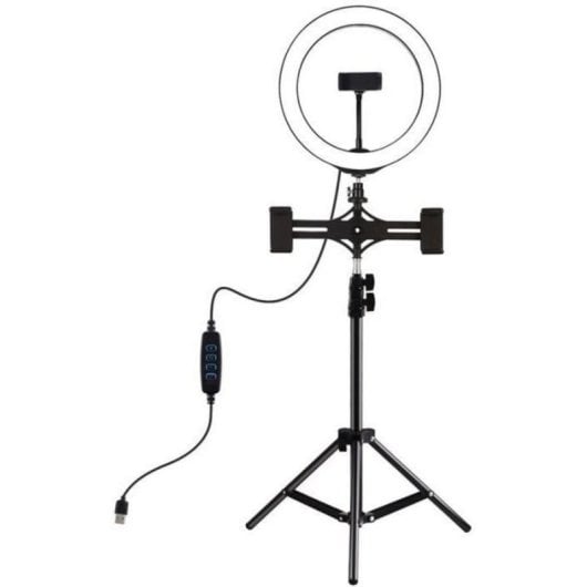 Lampe annulaire LED Puluz 26 cm avec trépied 1,1 m et 3 supports téléphone