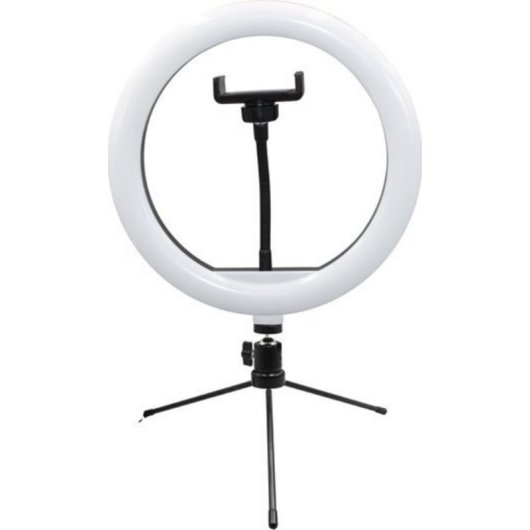 Luz de anillo LED RGB Powerton 25 cm con trípode y soporte para teléfono