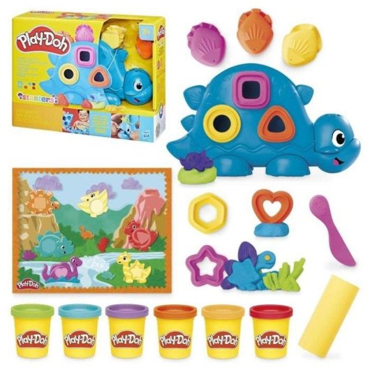 Set de modelage Play-Doh Starters Dino Shapes & Colours avec 6 pots pâte à modeler