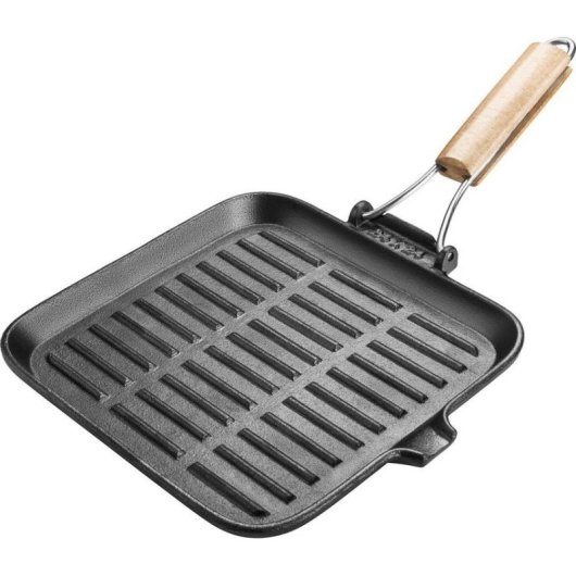 Grillpfanne Lamart 23 cm Gusseisen induktionsgeeignet klappbarer Griff