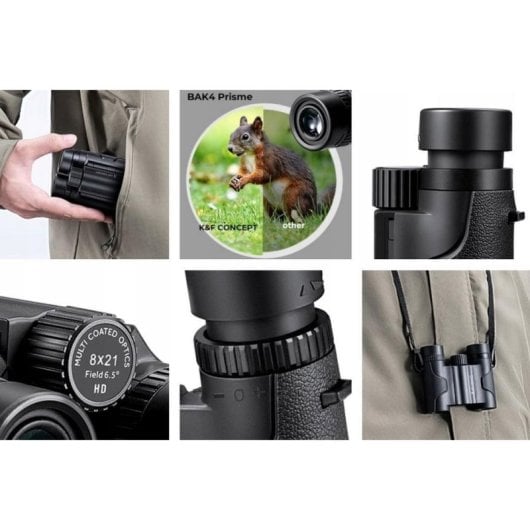 Binoculares K&F Concept Zoom 8x 21mm BAK-4 IP65 con estuche