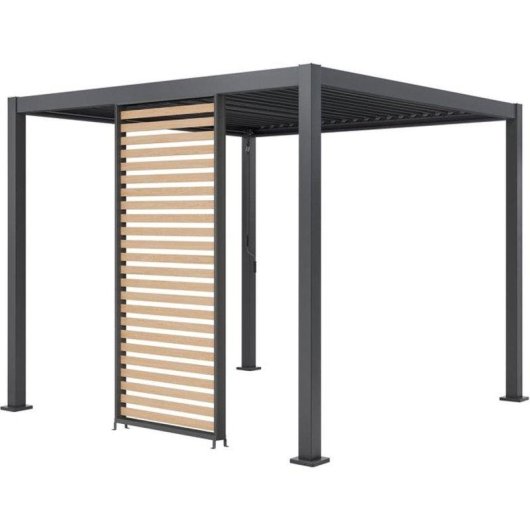 Estore em alumínio GAYA para pergola 229x93 cinza efeito madeira