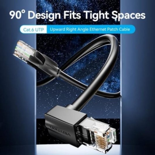 Cavo di Rete RJ45 Vention IBV Cat.6 UTP 5m Angolato 90° Nero
