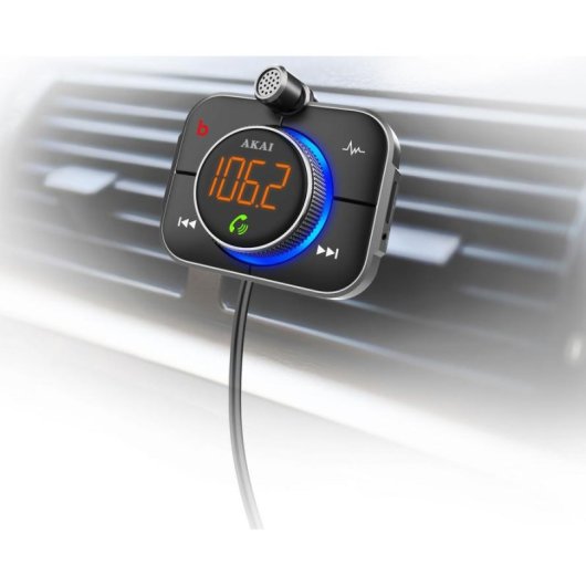 Transmissor FM Akai FMT-95BT Bluetooth USB Carregamento e Chamadas Mão Livre