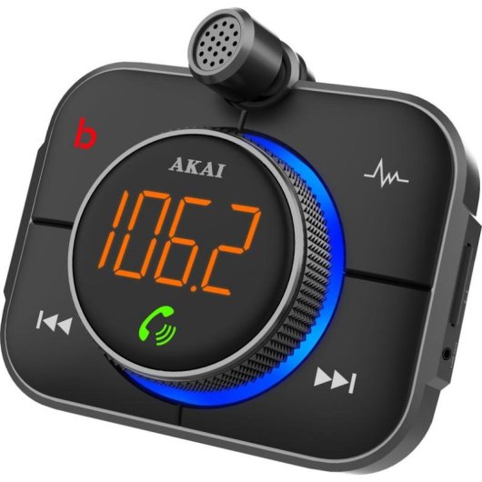 Transmissor FM Akai FMT-95BT Bluetooth USB Carregamento e Chamadas Mão Livre