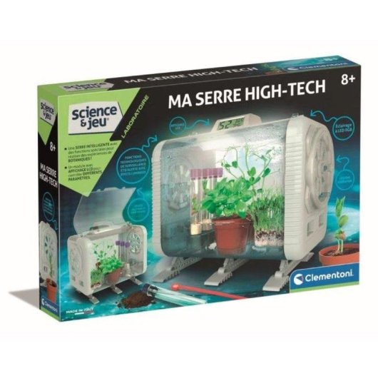 Invernadero Mini Educativo Clementoni Ma Serre High-Tech con Sensores LCD y 3 Métodos de Cultivo