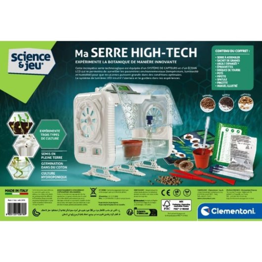 Invernadero Mini Educativo Clementoni Ma Serre High-Tech con Sensores LCD y 3 Métodos de Cultivo