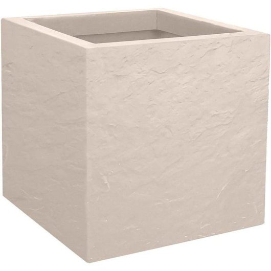 Bac à Fleurs EDA Volcania Up Carré 21 L Beige Calcaire Effet Pierre 29,5x29,5x29,5 cm