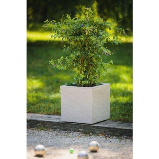Bac à Fleurs EDA Volcania Up Carré 21 L Beige Calcaire Effet Pierre 29,5x29,5x29,5 cm