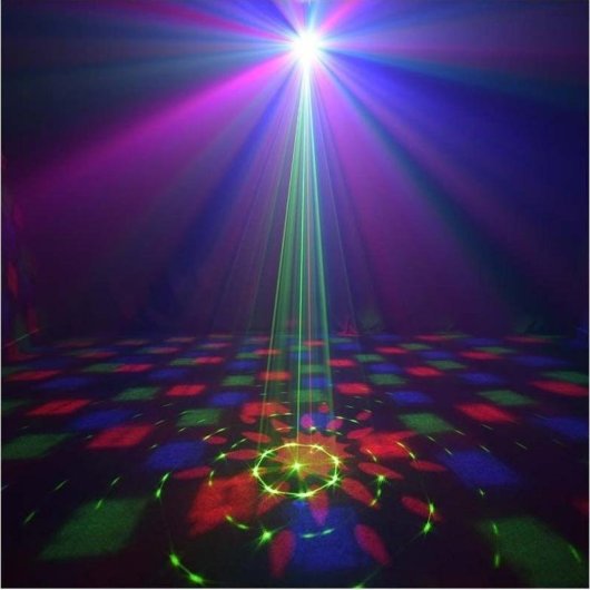 Lâmpada de Efeitos LIGHT4ME Party Light 3 LED RGB laser e controlo remoto