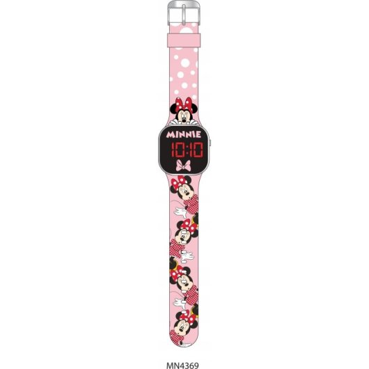 Relógio Digital LED Crianças Kids Euroswan Minnie Rosa