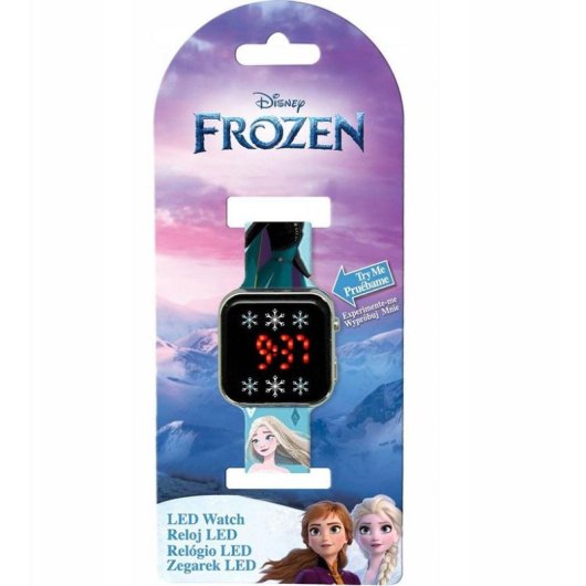 Relógio digital infantil Euroswan Frozen Elsa LED correia silicone violeta