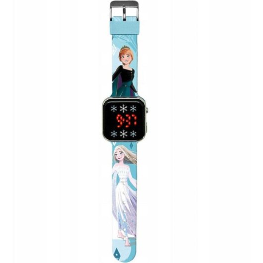 Relógio digital infantil Euroswan Frozen Elsa LED correia silicone violeta