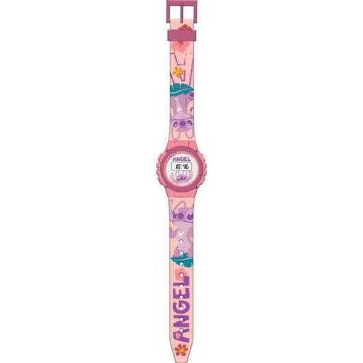 Astar Disney Stitch Angel Relógio Digital Infantil Rosa 29x9,5 cm