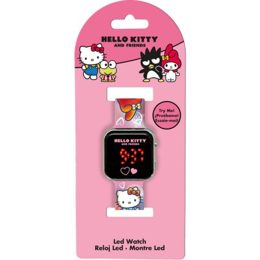 Relógio digital LED Hello Kitty Jono Toys com calendário rosa