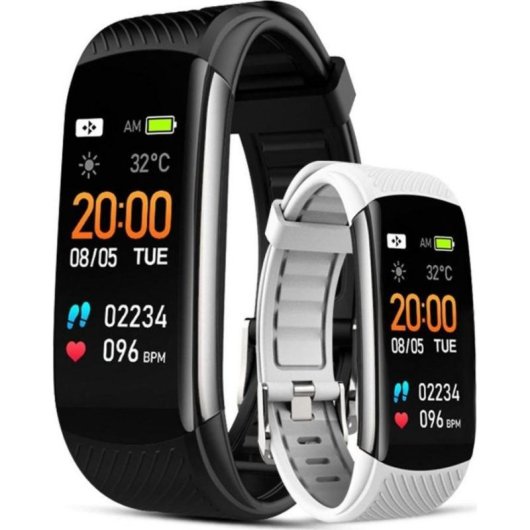 Pulseira de Atividade Giewont GW200 Bluetooth IP67 Pulsómetro Pulsioxímetro Preto 5 dias
