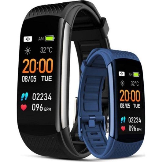 Pulseira de Atividade Giewont GW200 Preto Bluetooth Oxímetro Pulsómetro IP67 5 dias Notificações
