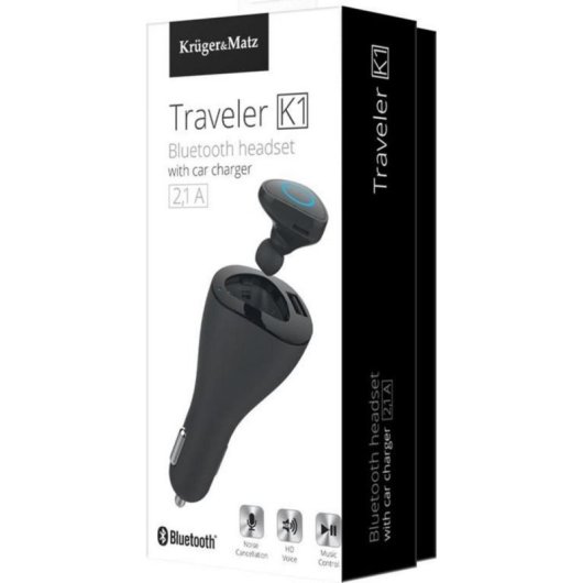 Auriculares Krüger&Matz Traveler K1 sans fil Bluetooth avec réduction de bruit, multipoint, noir