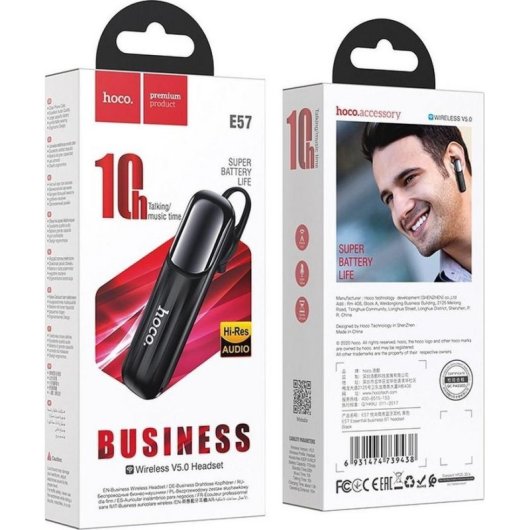 Auriculares NoName HOCO E57 inalámbricos Bluetooth 5.0 para uso profesional negros