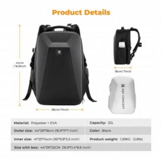 Fotorucksack K&F Concept Nature Wander 22L Modulare Schwarz
