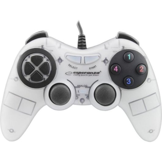 Comando de Jogo Esperanza EGG105W Branco com Vibração USB para PC/PS2/PS3