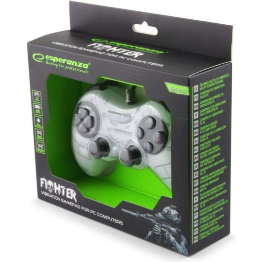 Comando de Jogo Esperanza EGG105W Branco com Vibração USB para PC/PS2/PS3