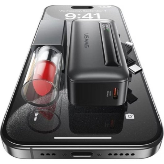 Powerbank Usams 5000 mAh Power Delivery 20W USB-C Lightning Plata