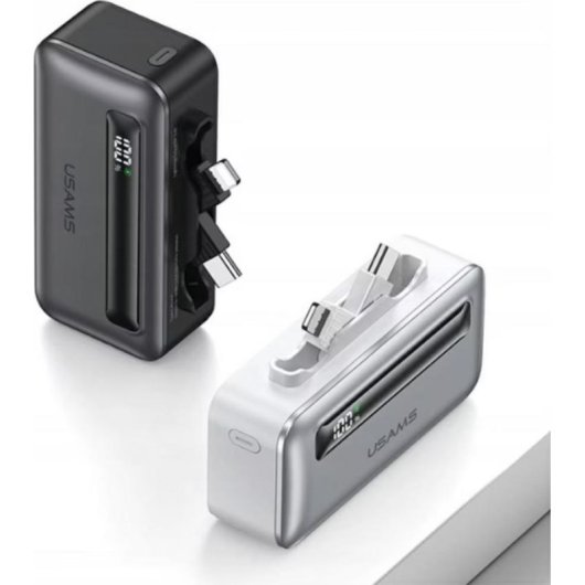 Powerbank Usams 5000 mAh Power Delivery 20W USB-C Lightning Plata