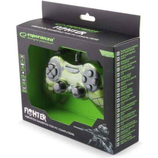 Comando de jogo Esperanza Fighter com Vibração e Dualpad 8 Direções