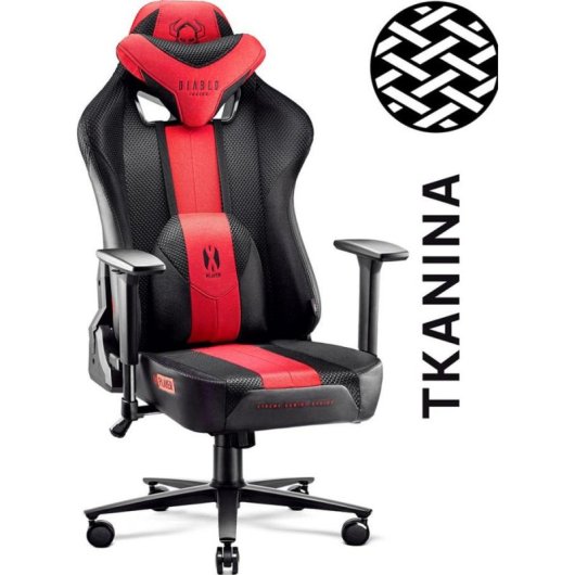 Silla gaming Diablo Chairs X-PLAYER 2.0 King Size tela y piel sintética antracita roja