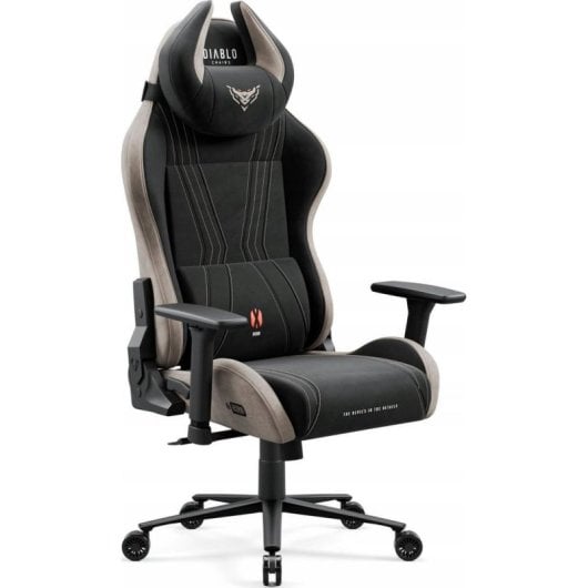 Silla gaming Diablo Chairs X-Horn 2.0 Normal Size Camel Black con soporte lumbar y tapizado Munich Suede