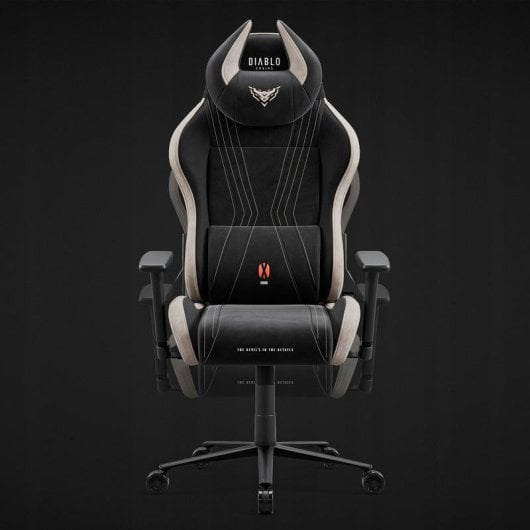 Silla gaming Diablo Chairs X-Horn 2.0 Normal Size Camel Black con soporte lumbar y tapizado Munich Suede