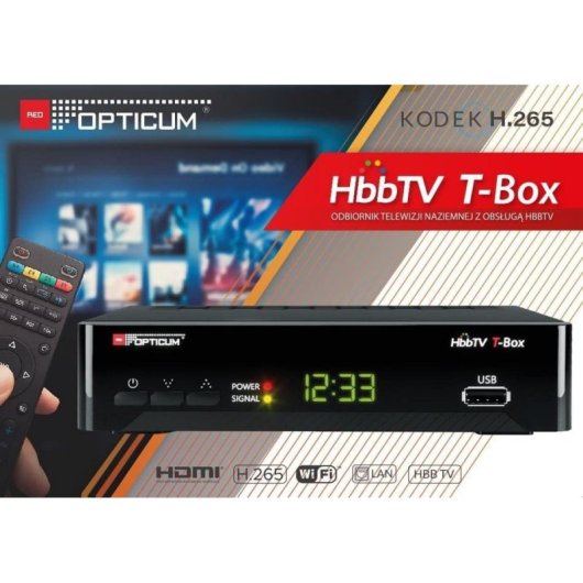 Tuner DVB-T2 Opticum T-BOX HbbTV Full HD HEVC