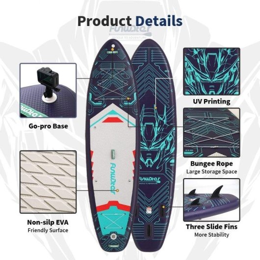 Prancha SUP Inflável Funwater 50B com Assento 350 cm 200 kg
