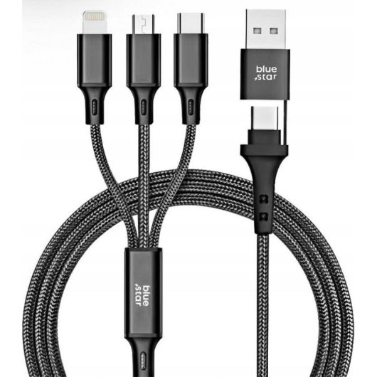 Blue Star Cafule C172 4-in-1 Kabel USB-C/Micro USB/Lightning 2,4A 12W 1,2m