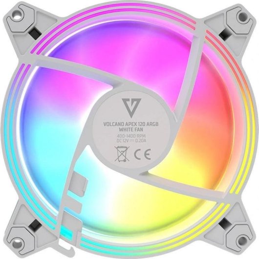 Refrigeração Ar Modecom 120 mm ARGB PWM Branco Volcano Apex Reverse