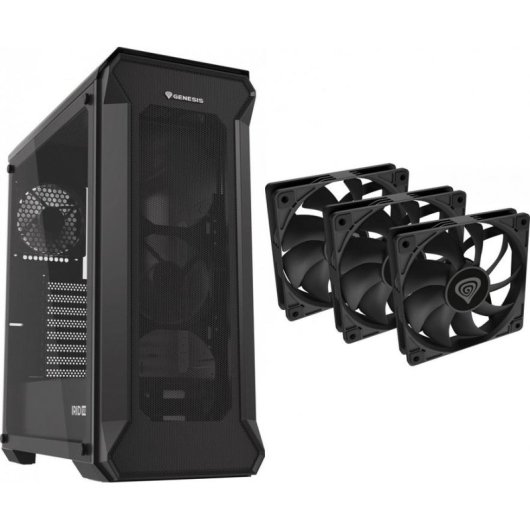 Caixa PC GENESIS Irid 505 V2 Midi Tower 3 Ventiladores Oxal 120 Vidro Templado