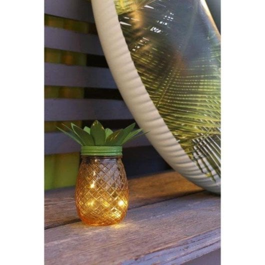 Lámpara solar de mesa Galix Ananá metal y vidrio cálida 5 LED