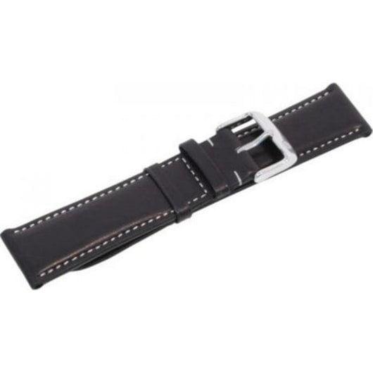 Correia de relógio Zeppelin couro Cordovan preta 22 mm fecho prateado