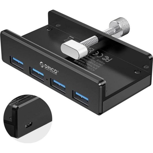 Hub Orico 4 ports USB 3.0 5 Gbps modèle MH4PU-P-BK-BP actif avec microUSB