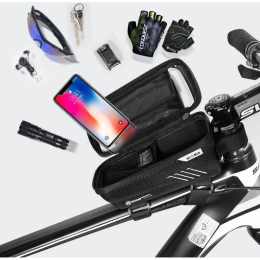 Sacca da telaio bici impermeabile WildMan M E2 con supporto smartphone
