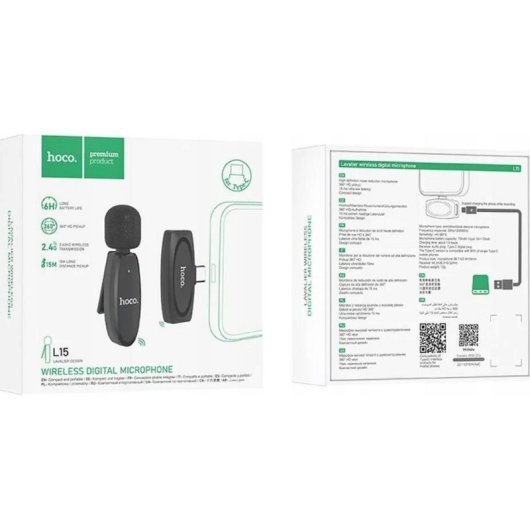 Mikrofon Hoco L15 USB-C kabellos Ansteckmikrofon mit integrierter Batterie