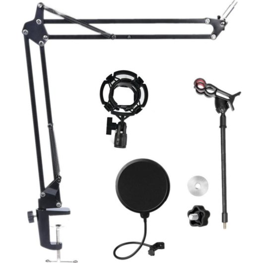 Micrófono Mozos MKIT-DESK con brazo, filtro antipop y soporte móvil