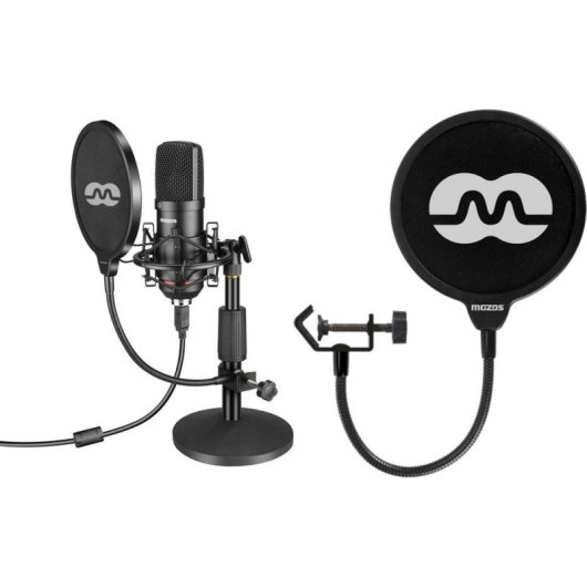 Micrófono Mozos MKIT-900PRO USB cardioide con filtro antipop y soporte