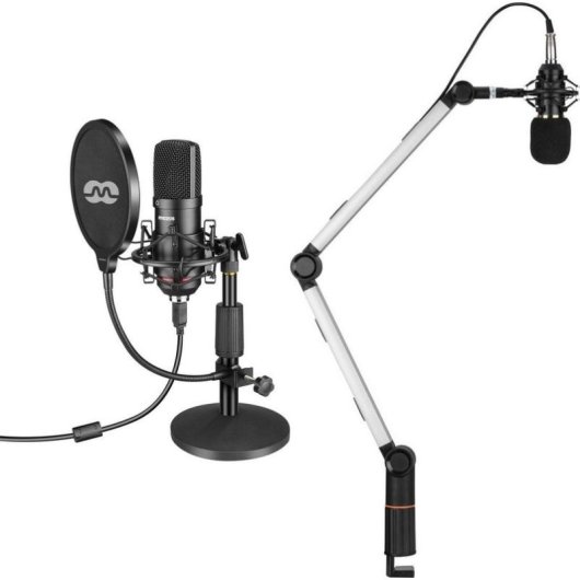 Micrófono Mozos MKIT-900PRO USB cardioide con filtro antipop y soporte