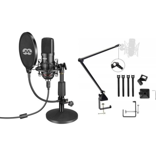 Micrófono Mozos MKIT-900PRO USB cardioide con filtro antipop y soporte